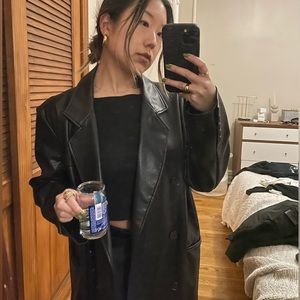 MANGO - Faux leather blazer